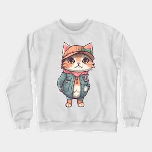 A cute kitty wearing street fashion Crewneck Sweatshirt